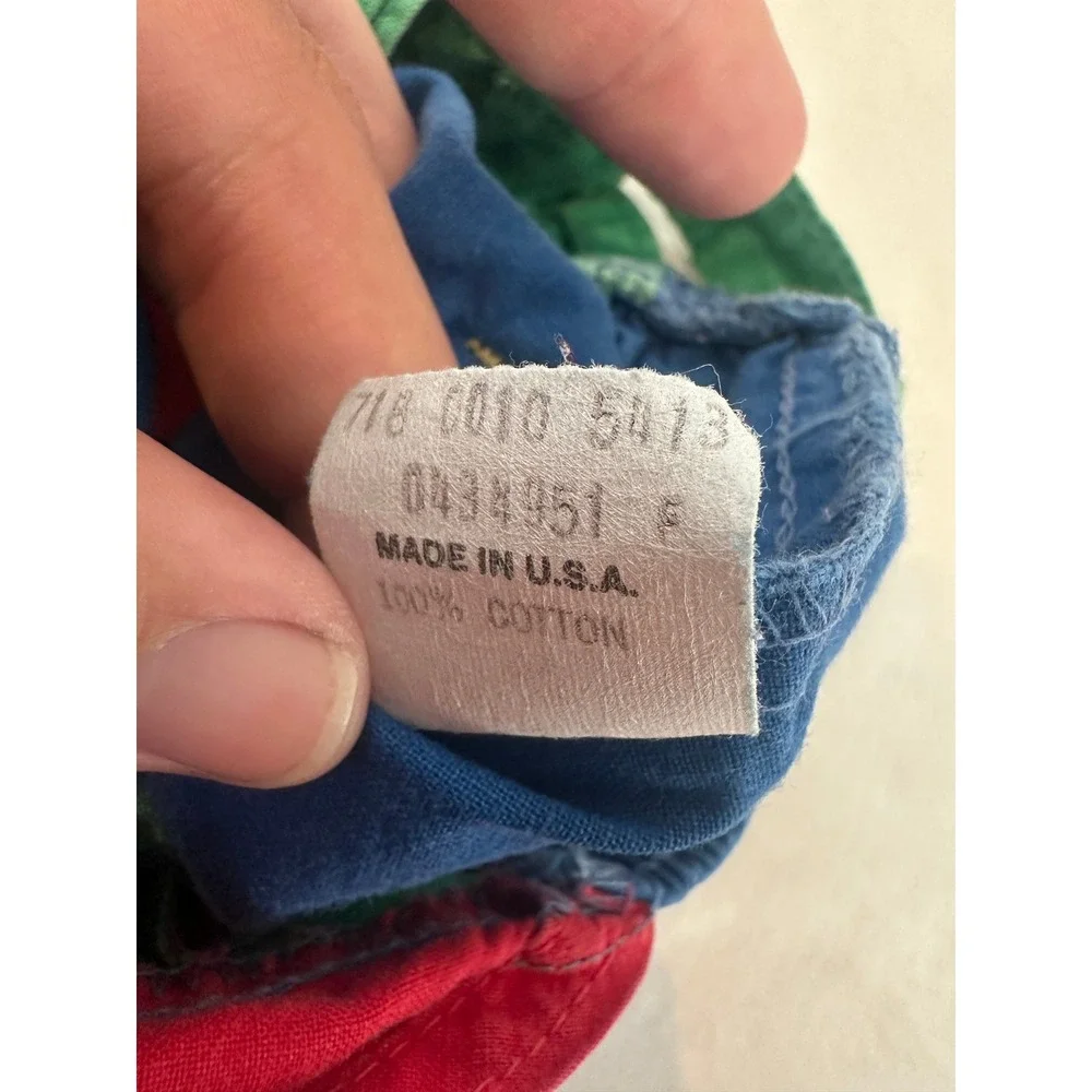 Vintage OshKosh Bgosh Colorblock Shortalls 18M Blue Red Green USA Made